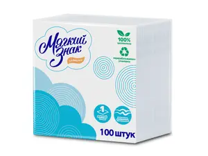 Салфетки бумажные белые 24 х 24 однослойные Мягкий Знак 100 шт (артикул производителя С4)