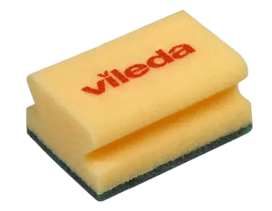 Губка Vileda желтая с зеленым абразивом 70х95х45 мм (артикул производителя 125604)
