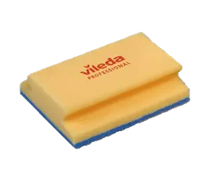 Губка Vileda желтая с синим абразивом для санитарных зон 130х165х45 мм (артикул производителя 535895)