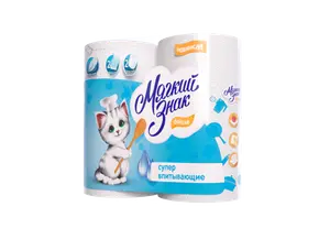 Бумажные полотенца в рулоне Мягкий знак Deluxe 2 слойные белые в упаковке 2 рулона (артикул производителя С40)