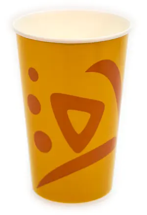 Стакан одноразовый бумажный желтый с рисунком WHIZZ 800мл 1-сл