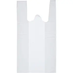 Полиэтиленовый пакет майка белый 35 мкм 30+15х55 см