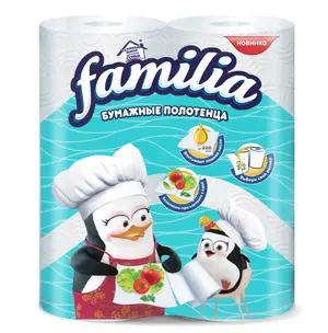 Бумажные полотенца в рулоне FAMILIA 2 слойные белые 1/2 листа в упаковке 2 рулона (артикул производителя 5083815)
