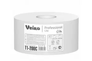 Туалетная бумага VEIRO Professional Basic 1 слойная светло-серая 200 м (артикул производителя Т1-200С)
