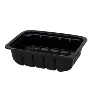 Контейнер под запайку прямоугольный 190х144х45 мм, 1200 мл черный Стиролпласт