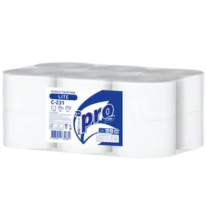 Туалетная бумага PROtissue 1 слойная белая 200 м в упаковке 12 рулонов (артикул производителя С231)