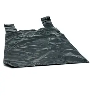 Полиэтиленовый пакет майка черный 38 мкм 30+14х55 см