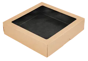 Контейнер бумажный OneBox 1500мл (200х200х48) черный с окном