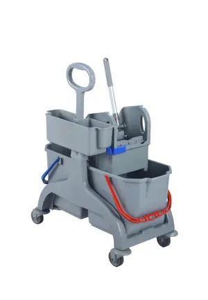 Тележка для уборки двухведерная по 25 л Selmop с трансп. ручкой, контейнером серая (артикул производителя SCHEC50DB)
