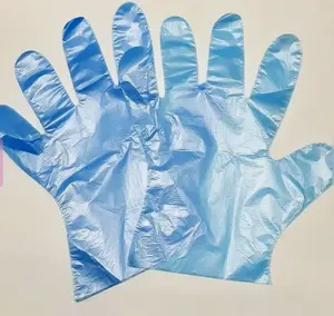 Перчатки одноразовые п/э 100шт/уп L, синие усиленные