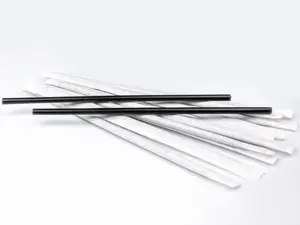 Трубочки для коктейля без изгиба в инд.бум.упак Черные 8х240мм (250шт/уп)