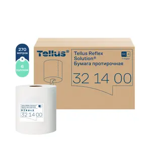 Протирочная бумага в рулоне Tellus Рефлекс Комфорт M4 1 сл белая 270 м ЦВ (артикул производителя 321400)