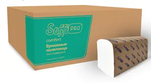 Полотенца бумажные листовые SoffiPro Comfort 1 сл белые V сложения 250 листов (артикул производителя 10901353)