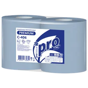 Протирочная бумага в рулоне Protissue 2 слойная синяя 350 м (артикул производителя C406)