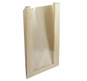 Пакет бумажный 240х50х395х120мм с окном крафт