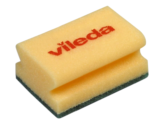 Губка Vileda желтая с зеленым абразивом 70х95х45 мм (артикул производителя 125604)