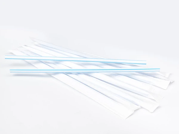 Трубочки для коктейля без изгиба в инд.бум.упак синяя полоса, диаметр 8 мм, 24 см, 250шт