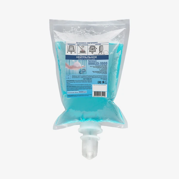 Мыло-пена для рук кардтридж Keman S4 нейтральное бирюзовое 1 л (артикул производителя 100105-1000)