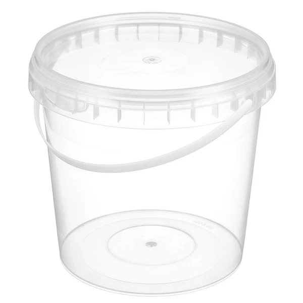 Контейнер с крышкой пластиковый круглый d130 мм, 1000 мл прозрачный