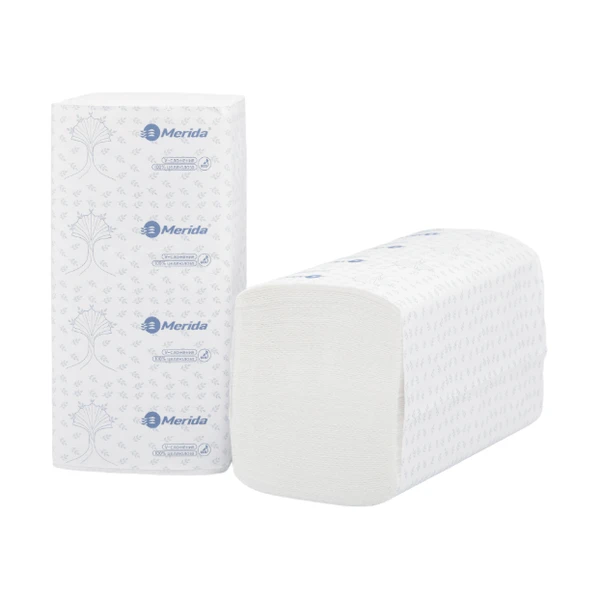 Полотенца бумажные листовые Merida Стандарт 2 сл белые V сложения 200 л (артикул производителя BP1408)