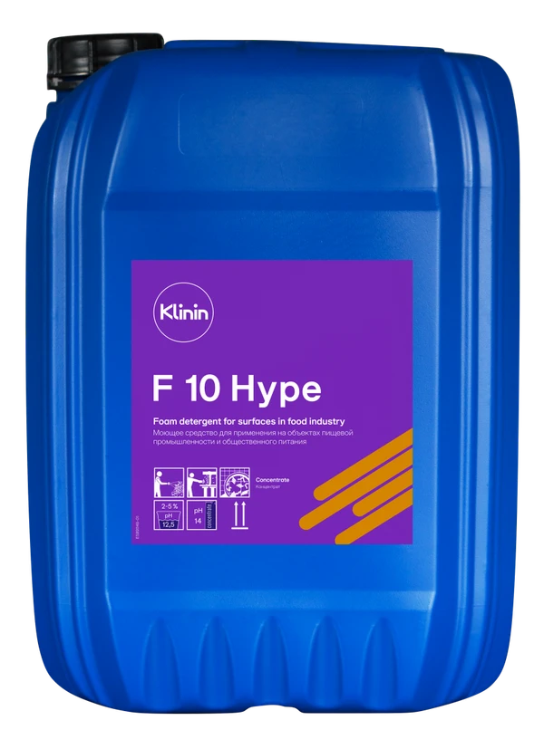 Средство щелочное моющее для пищевых производств Klinin F10 HYPE гипохлорит 20 л (артикул производителя 205242)
