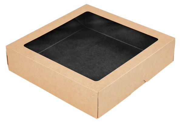 Контейнер бумажный OneBox 1500мл (200х200х48) черный с окном