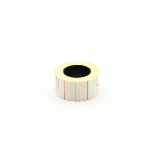 Лента для этикет-пистолета 21х12мм 700 белая с красной полосой прямая