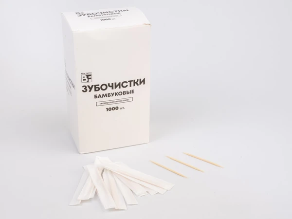 Зубочистки бамбуковые в индивидуальной бумажной упаковке Ben Fatto, 1000 шт