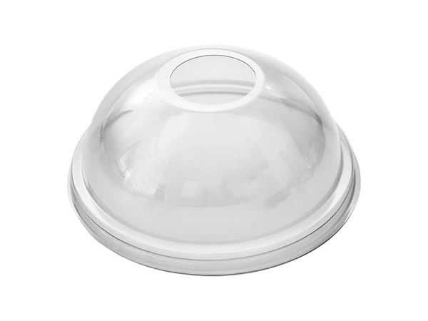 Крышка для стакана d95мм купол с отверстием прозрачная ПЭТ 