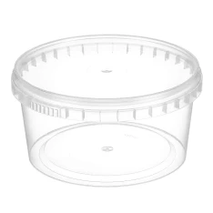 Контейнер с крышкой пластиковый круглый d130, 650 мл прозрачный с контрольным замком