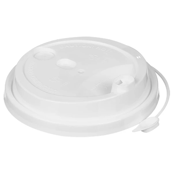 Крышка для стакана 90 мм пластиковая белая с заглушкой 