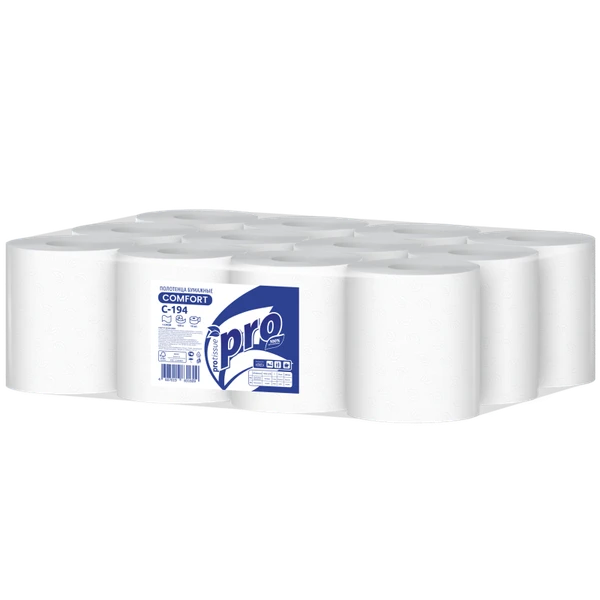 Бумажные полотенца в рулоне с центральной вытяжкой PROtissue 1 слойные белые 120 м (артикул производителя С194)