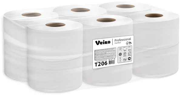 Туалетная бумага в рулоне VEIRO Professional Comfort 2 слойная белая 125 м (артикул производителя Т206)