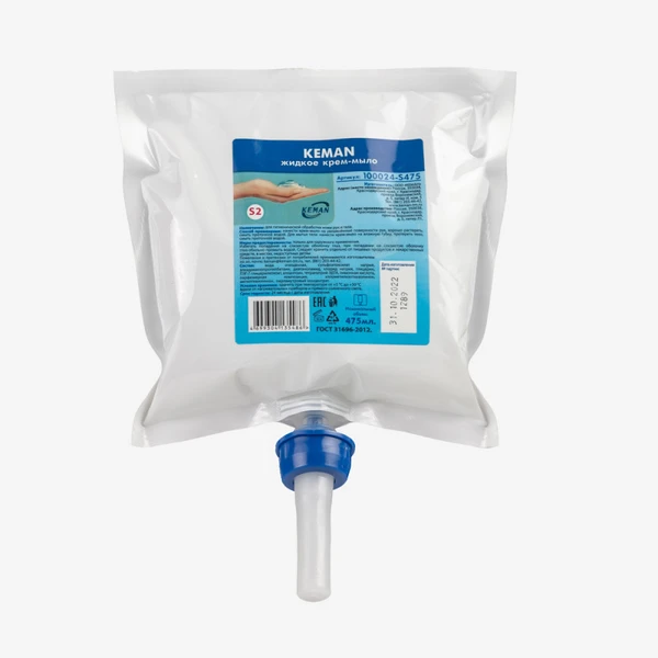 Мыло-крем для рук картридж Keman S2 перламутровое 0,475 л (артикул производителя 100024-S475)