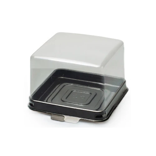 Контейнер пластиковый для кондитеских изделий квадрат коричнево черный