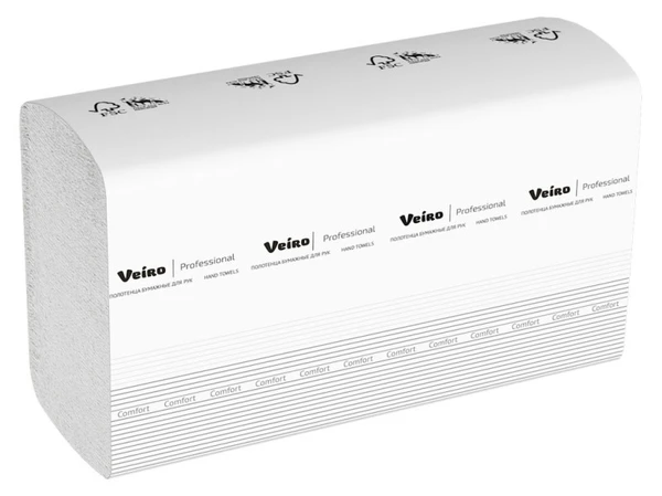 Бумажные полотенца листовые Veiro Professional Comfort М сложения 2 слойные белые 150 листов (артикул производителя KW208)