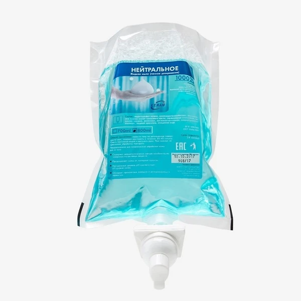 Мыло для рук картридж Keman нейтральное жидкое пенящееся мыло в картридже 0,8 л (S34,K1)