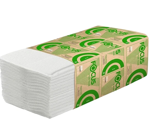 Бумажные полотенца листовые Focus Eco V сложения 1 слойные белые 250 листов (артикул производителя  5083742)