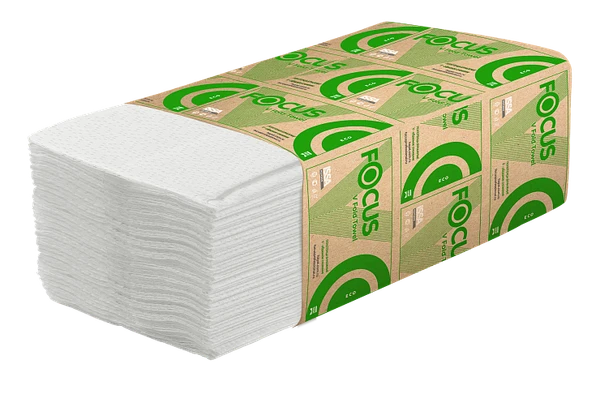 Бумажные полотенца листовые Focus Eco V сложения 1 слойные белые 200 листов (артикул производителя  5083743)