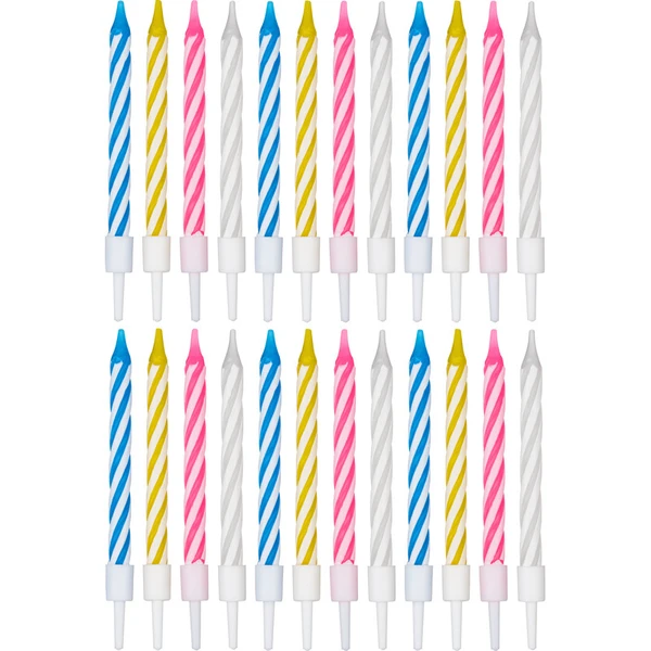 Свечи для торта "С днем рождения", 5,5 см, 24шт