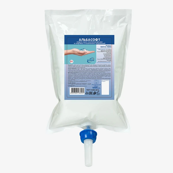 Мыло очиститель для рук от жировых и технических загрязнений картридж Keman S1 1 л арт.100114-1000