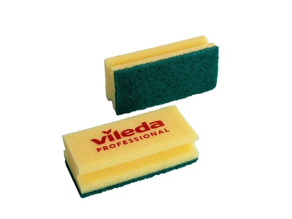 Губка Vileda желтая с зеленым абразивом 70х150х45 мм (артикул производителя 101397)
