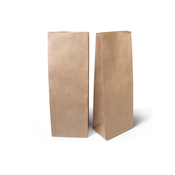 Пакет бумажный 120х80х240мм с прямоугольным дном крафт