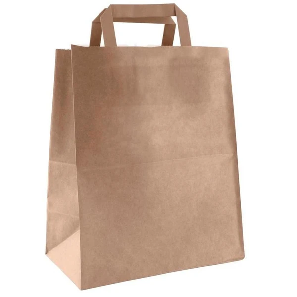 Пакет бумажный 320х200х320мм крафт с плоскими ручками 