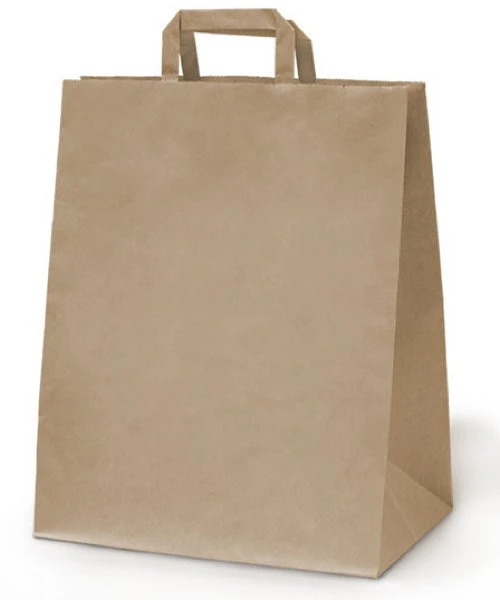 Пакет бумажный 320х200х370мм крафт с плоскими ручками