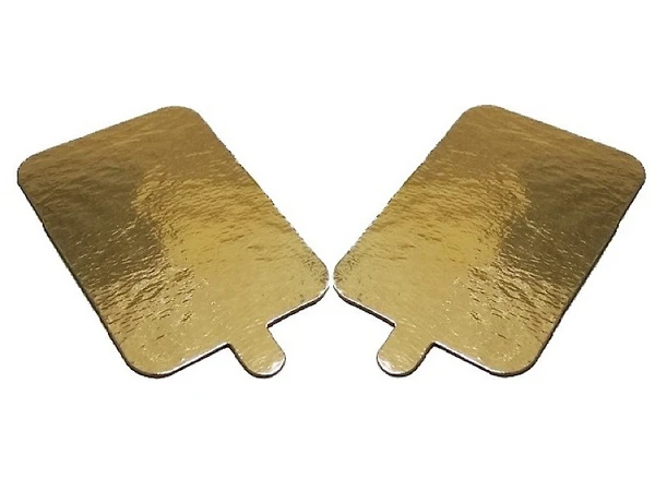 Подложка картон прямоугольная с ручкой 100х65мм 0,8мм золото